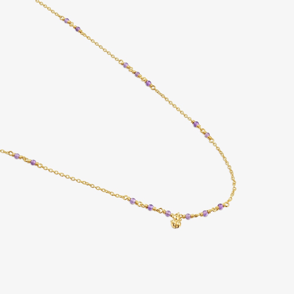 Silver vermeil and amethyst Necklace Bold Bear