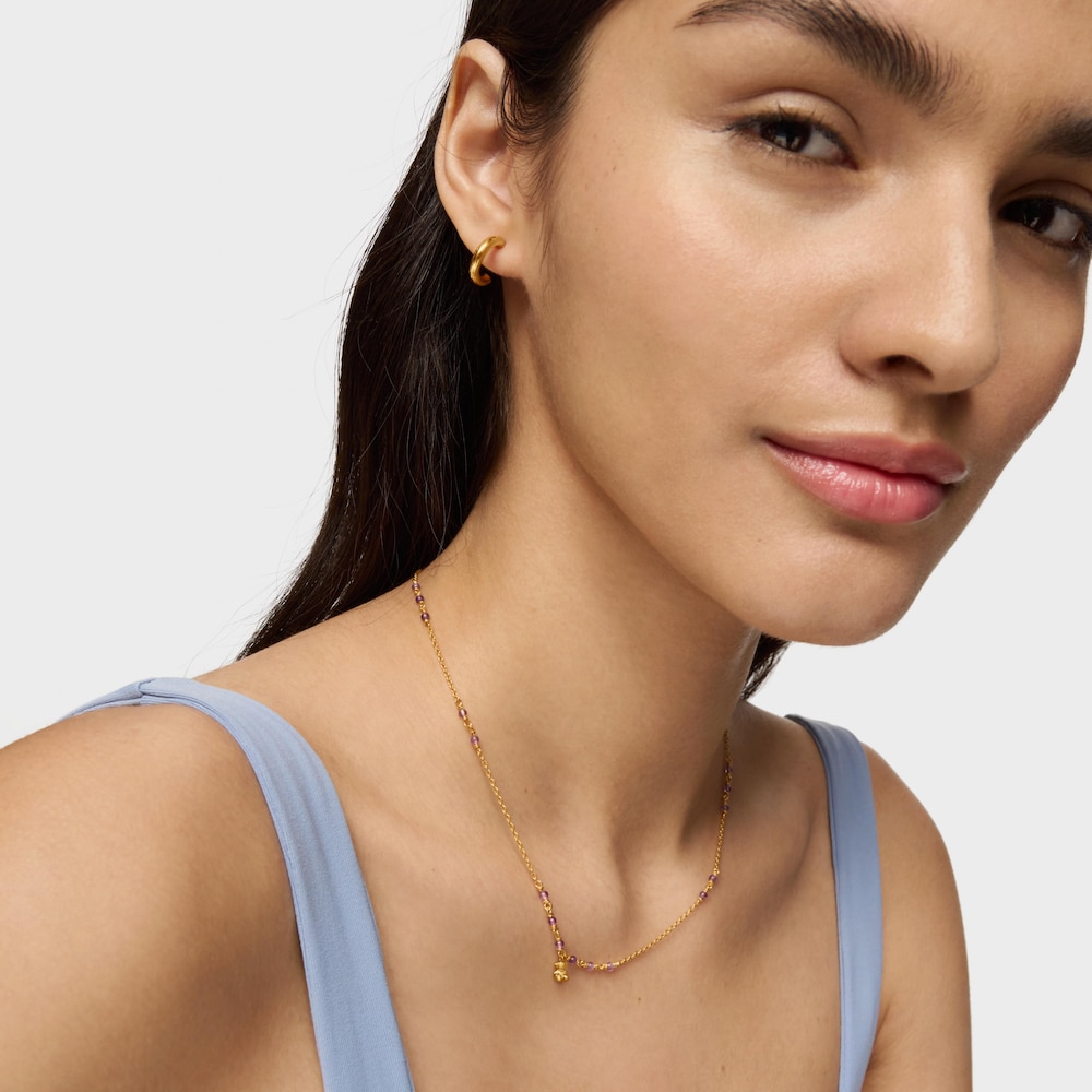 Silver vermeil and amethyst Necklace Bold Bear