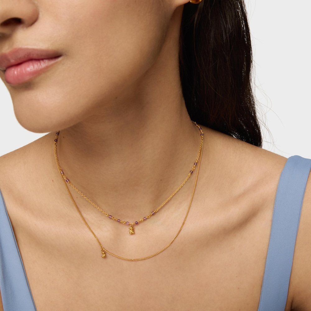 Silver vermeil and amethyst Necklace Bold Bear