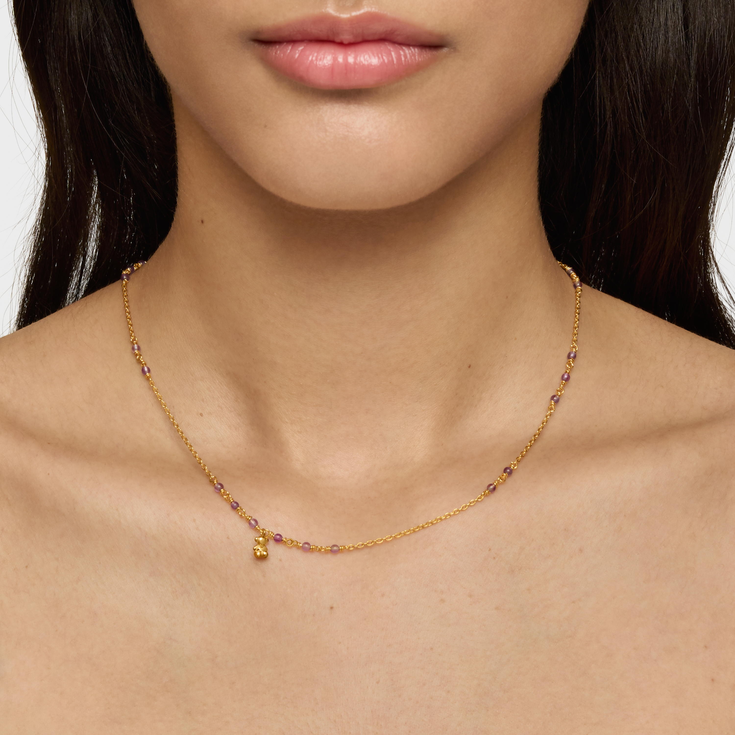 Silver vermeil and amethyst Necklace Bold Bear