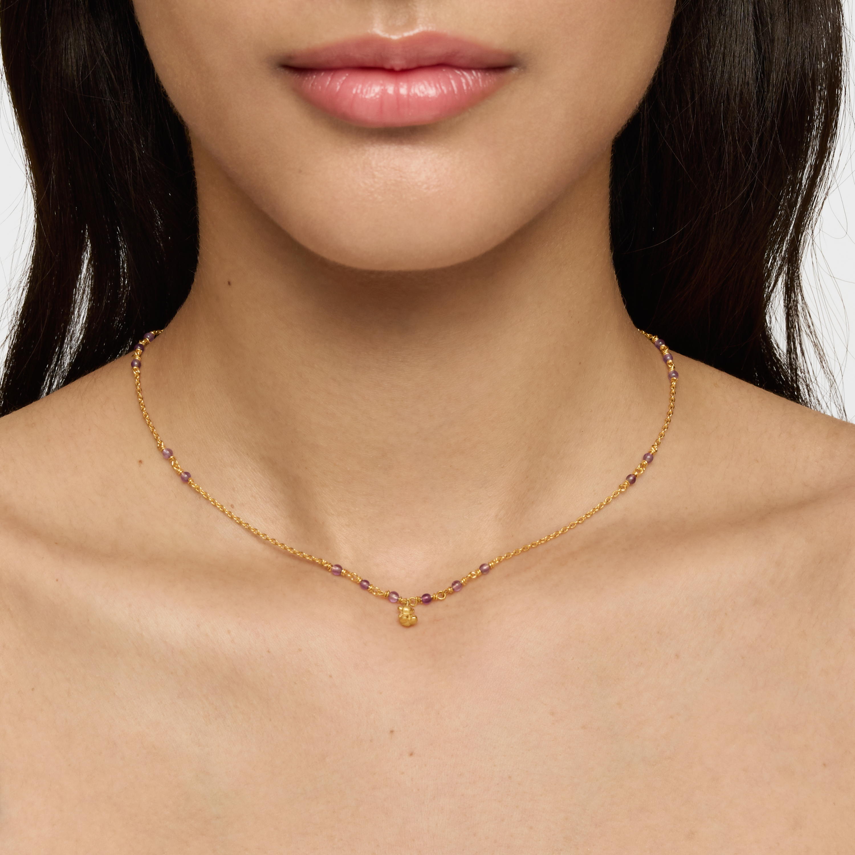 Silver vermeil and amethyst Necklace Bold Bear