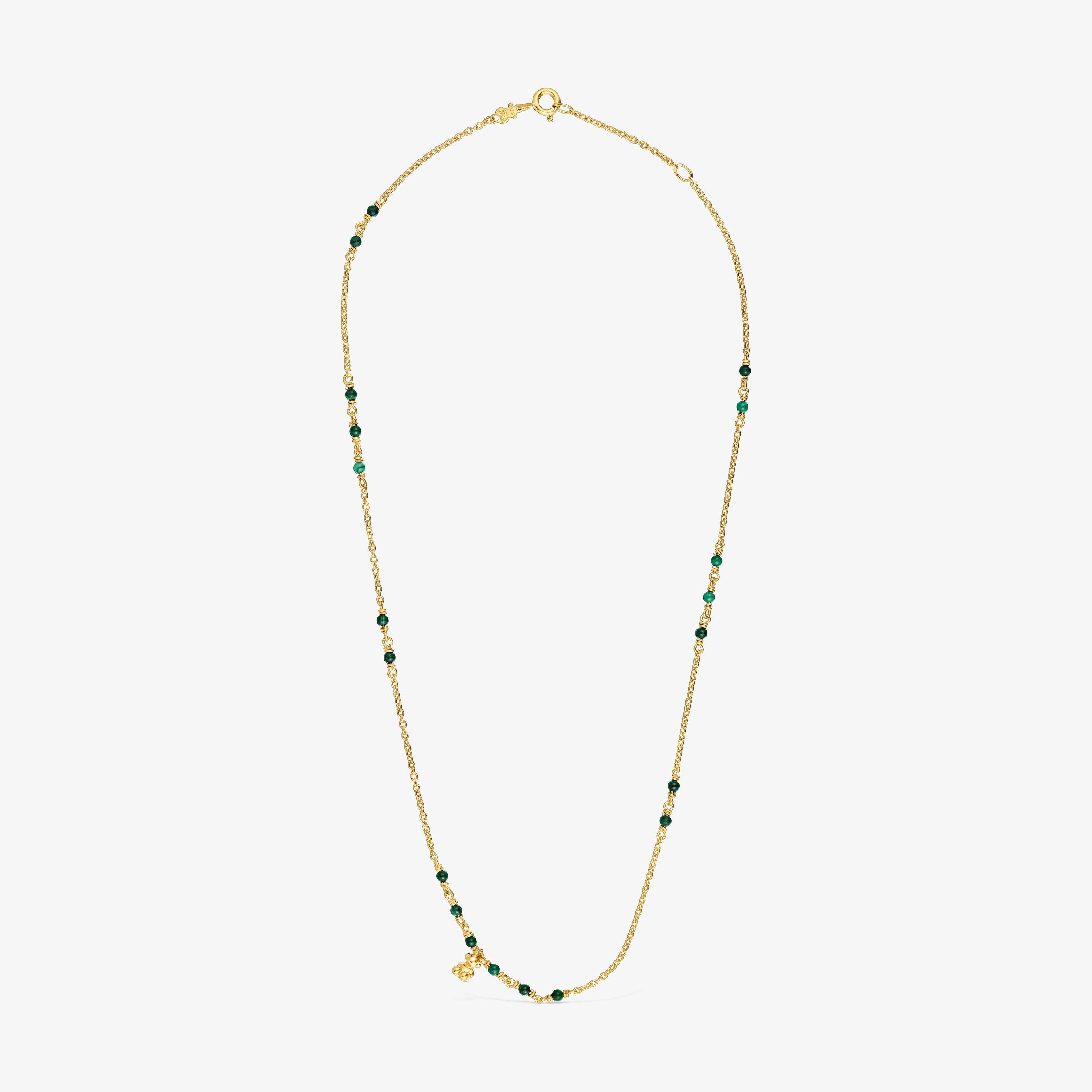 Silver vermeil and malachite Necklace Bold Bear