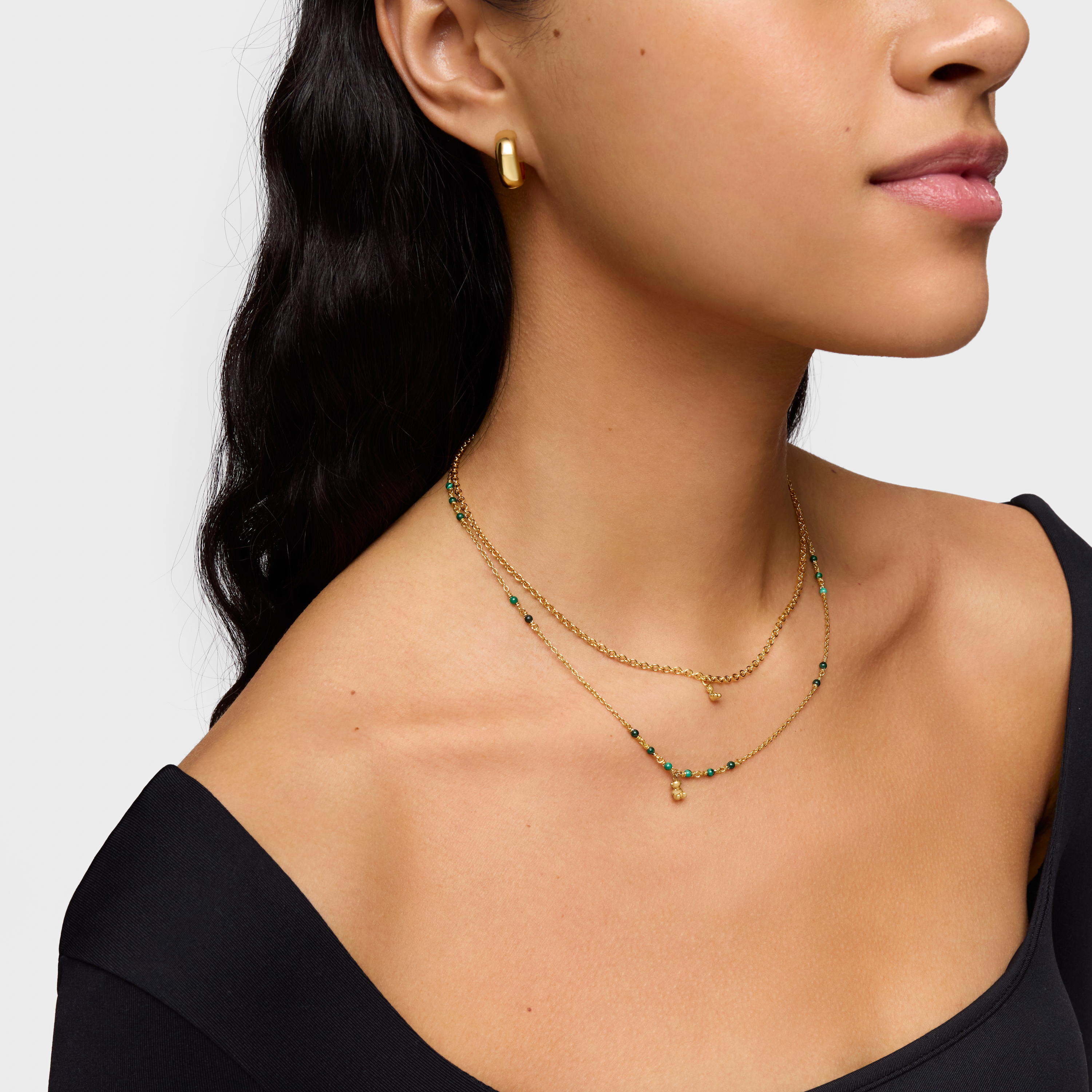 Silver vermeil and malachite Necklace Bold Bear