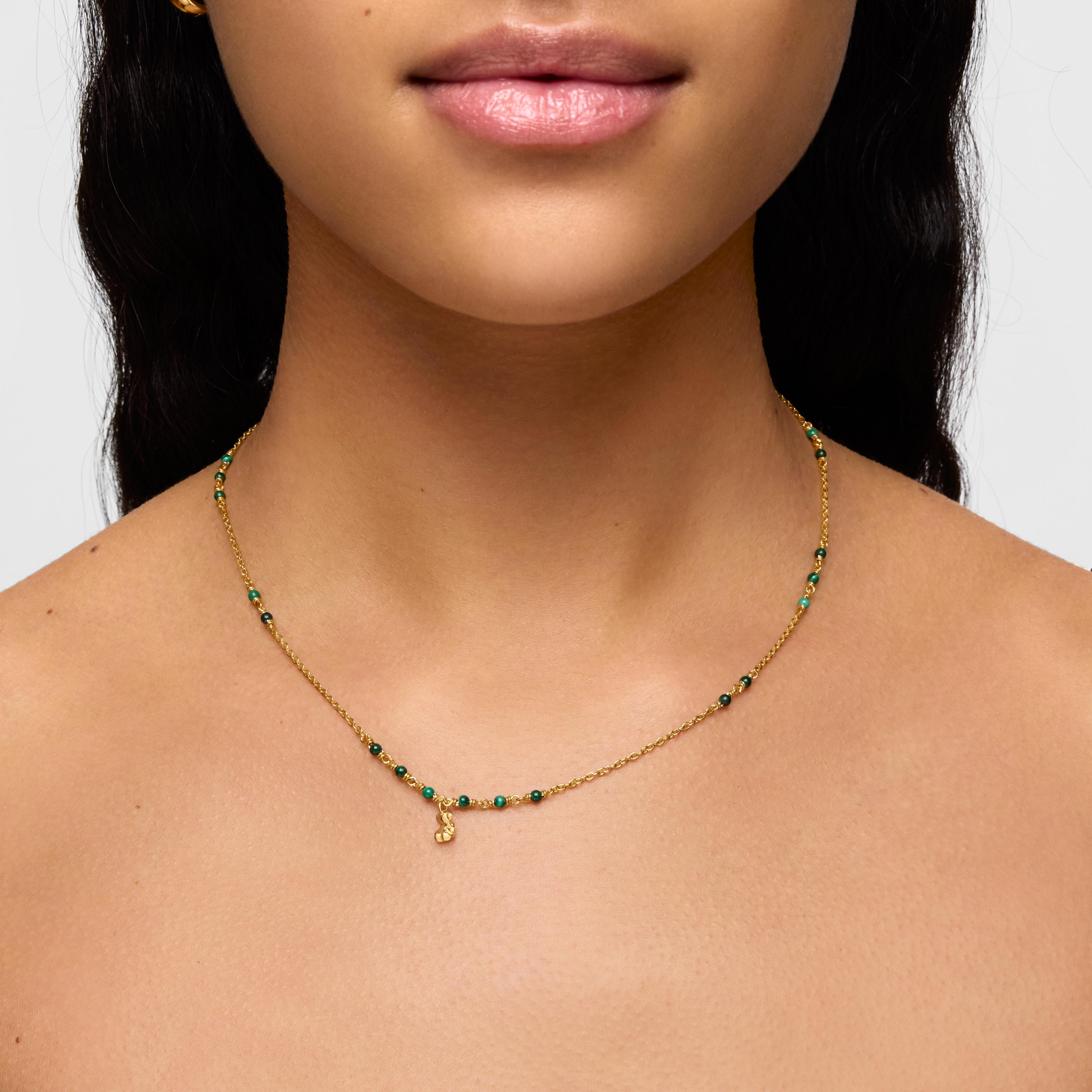 Silver vermeil and malachite Necklace Bold Bear