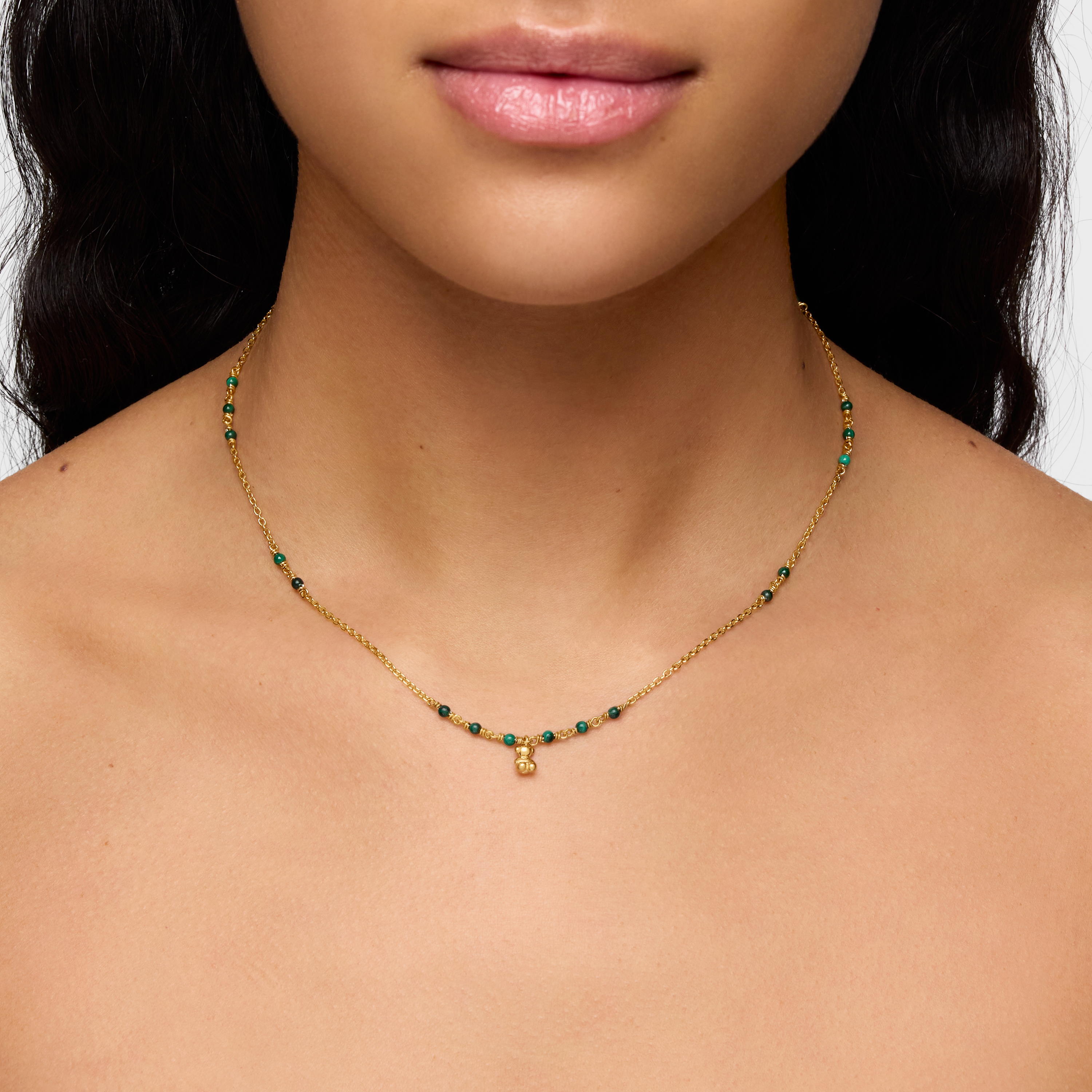Silver vermeil and malachite Necklace Bold Bear