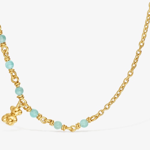 Silver vermeil and amazonite Necklace Bold Bear