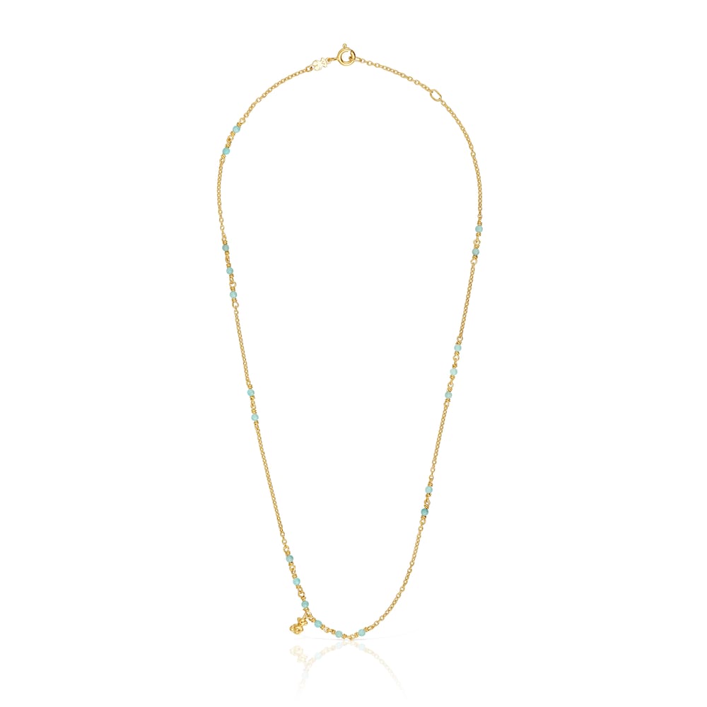 Collar con baño de oro 18 kt sobre plata y amazonita Bold Bear image number 1