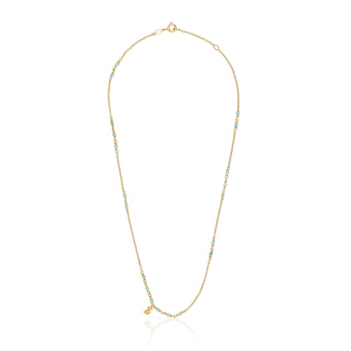 Collar con baño de oro 18 kt sobre plata y amazonita Bold Bear