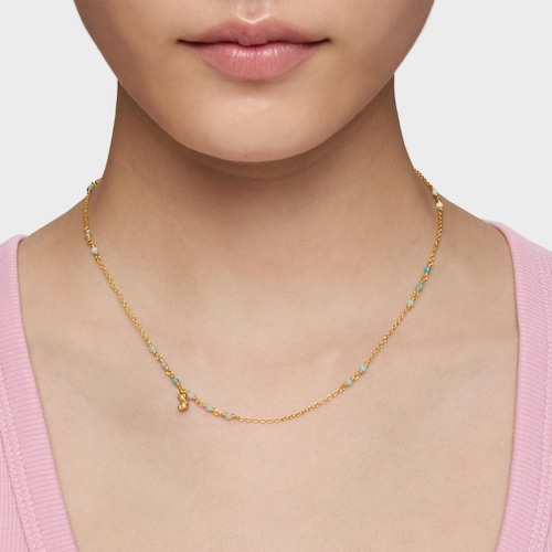 Collar con baño de oro 18 kt sobre plata y amazonita Bold Bear