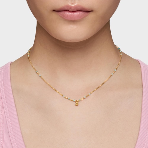 Collar con baño de oro 18 kt sobre plata y amazonita Bold Bear