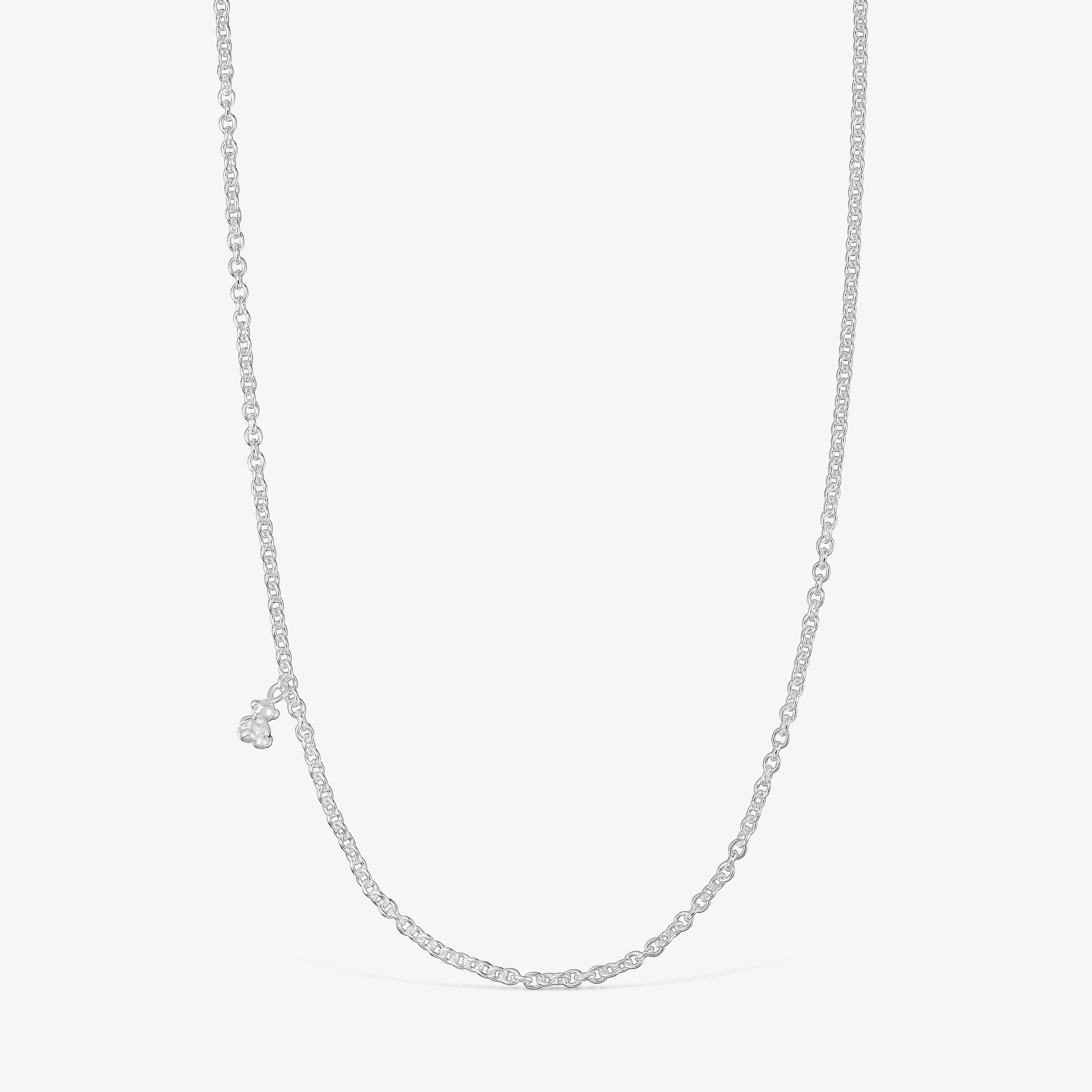 Short silver Necklace with thick round rings Bold Bear