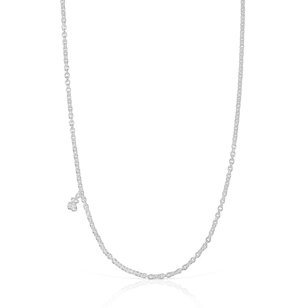 Short silver Necklace with thick round rings Bold Bear