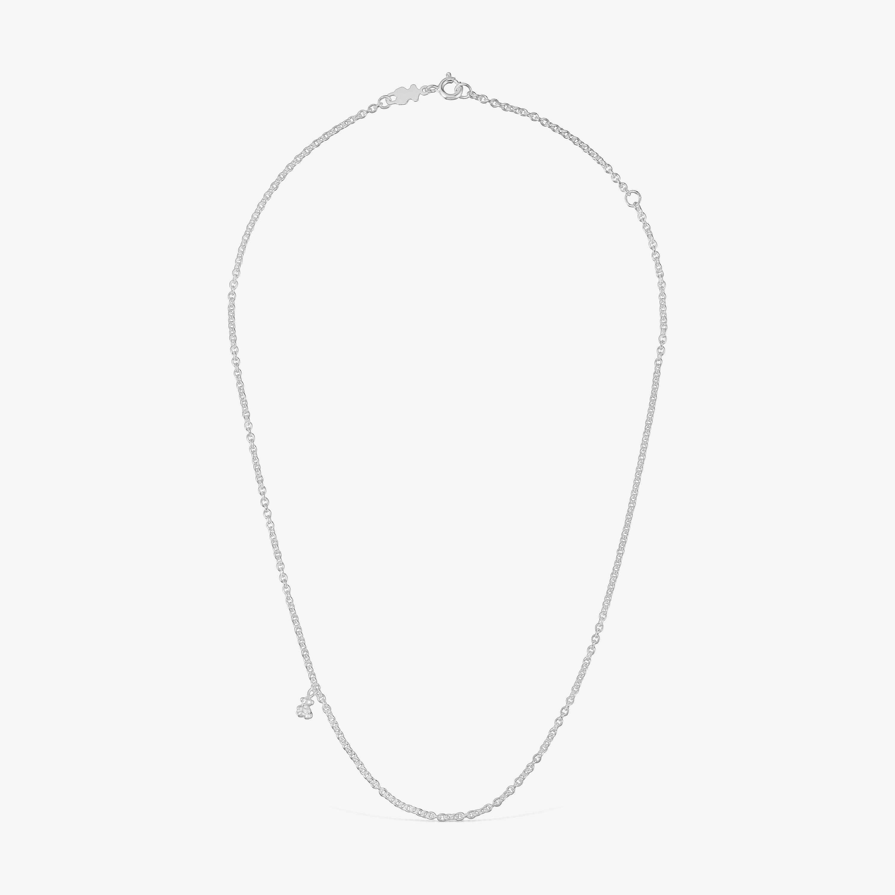 Short silver Necklace with thick round rings Bold Bear