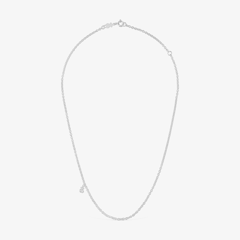 Collana in argento con maglie rotonde fitte corta Bold Bear