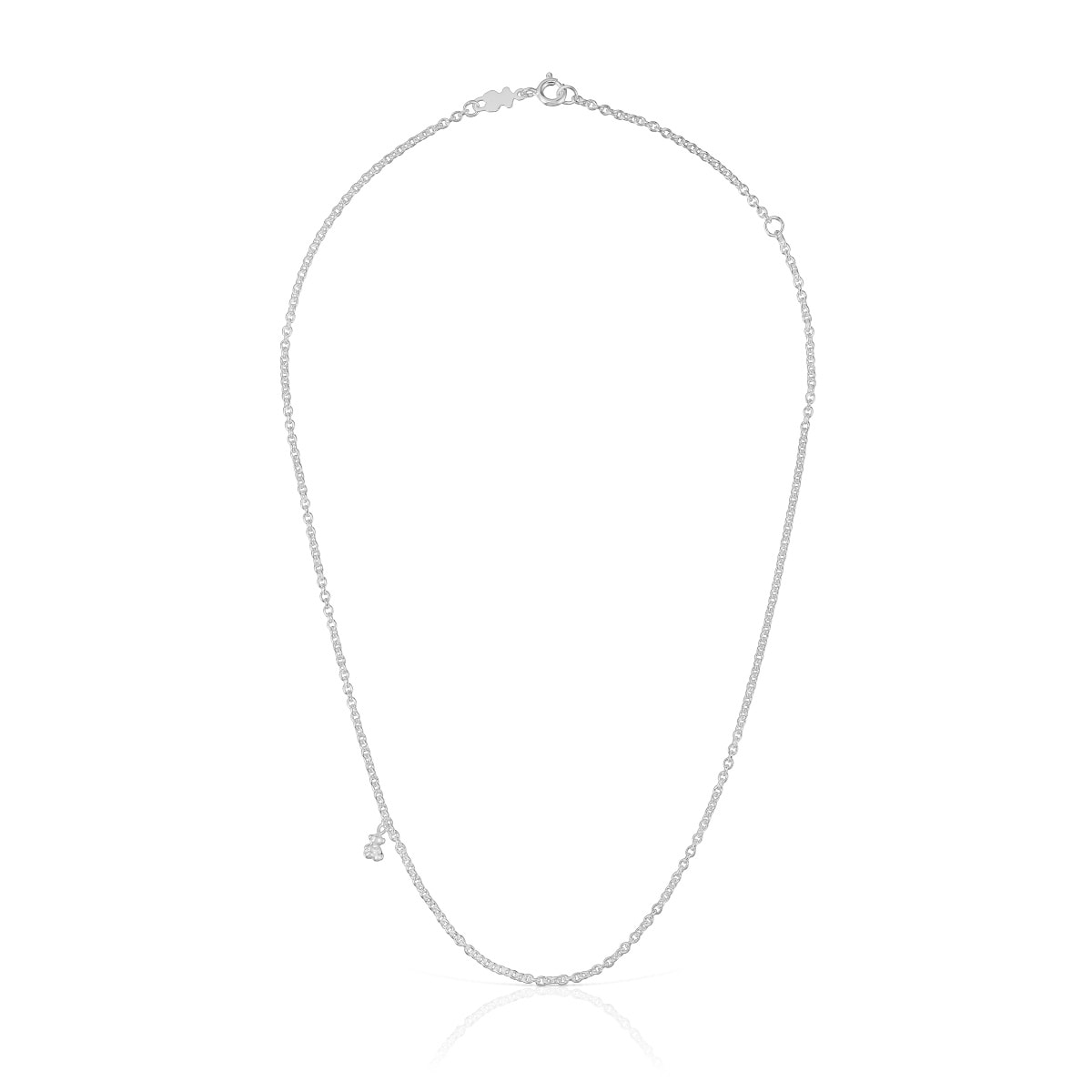 Short silver Necklace with thick round rings Bold Bear