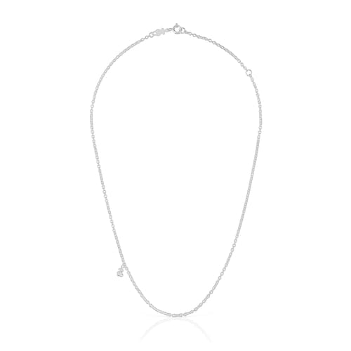 Short silver Necklace with thick round rings Bold Bear