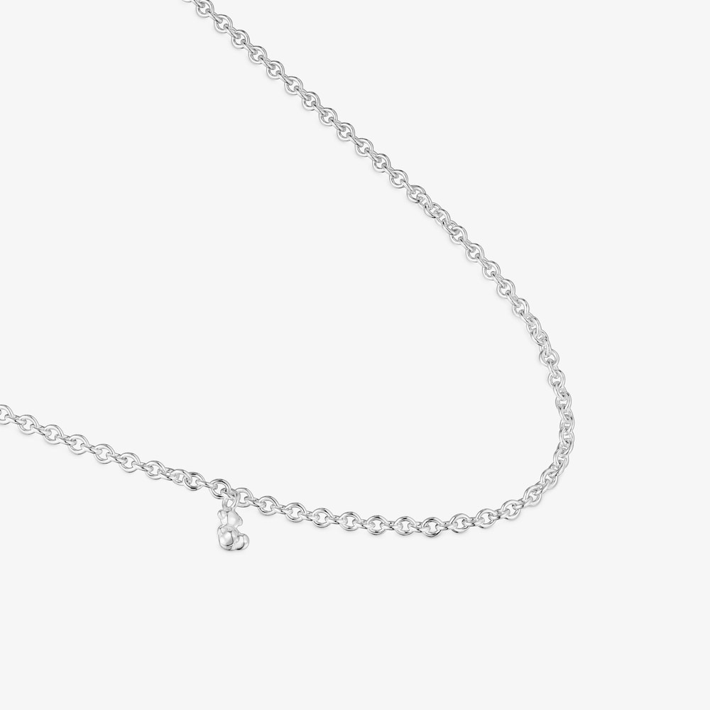 Collana in argento con maglie rotonde fitte corta Bold Bear