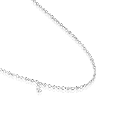 Short silver Necklace with thick round rings Bold Bear