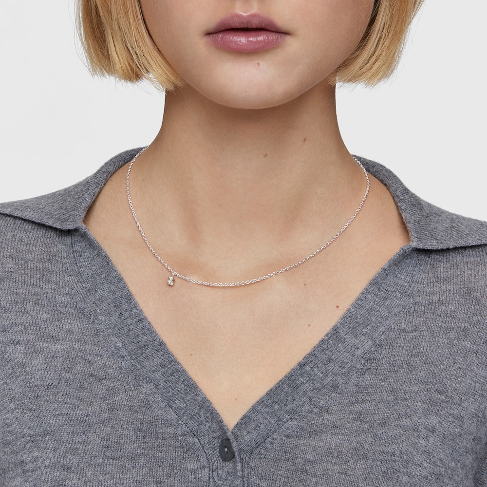 Collana in argento con maglie rotonde fitte corta Bold Bear