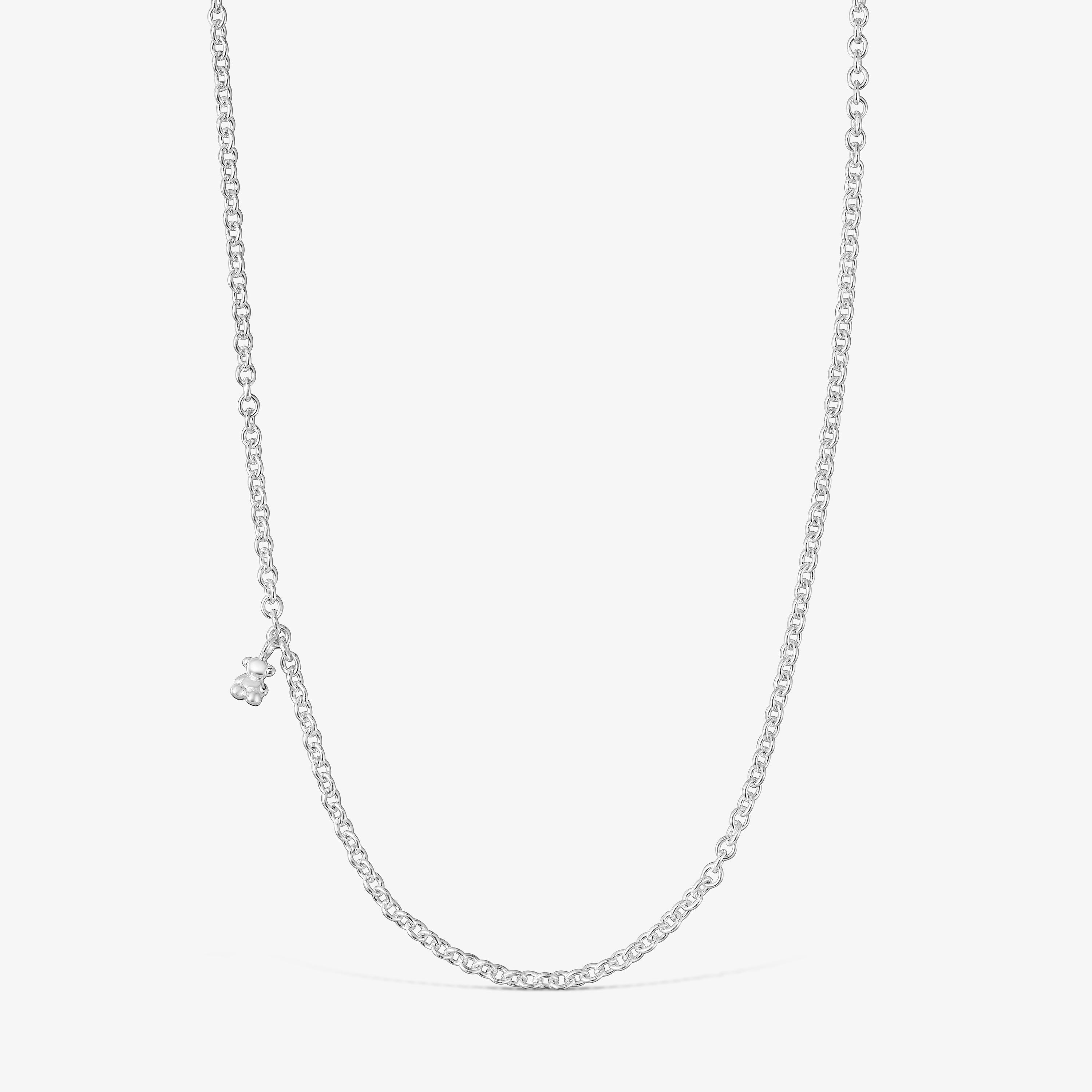 Short silver Necklace with round rings Bold Bear