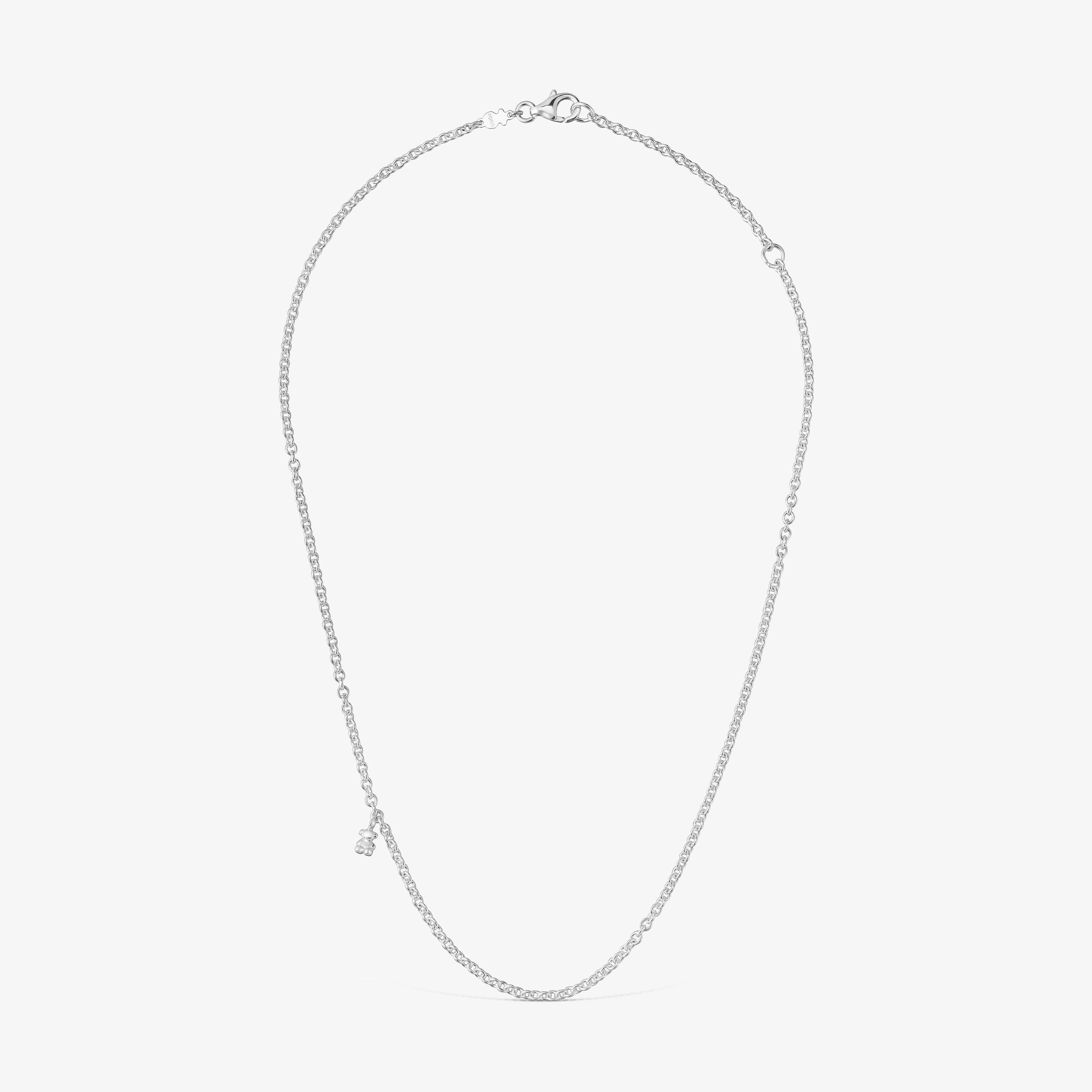 Short silver Necklace with round rings Bold Bear