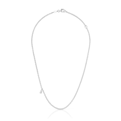 Collar corto de plata con anillas redondas Bold Bear