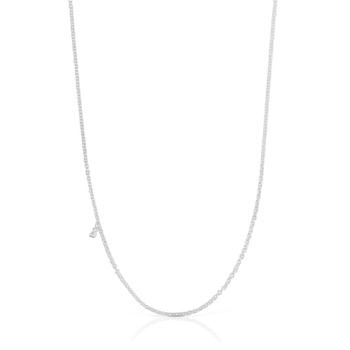 Collar largo de plata con anillas redondas Bold Bear
