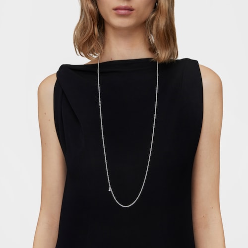 Collar largo de plata con anillas redondas Bold Bear