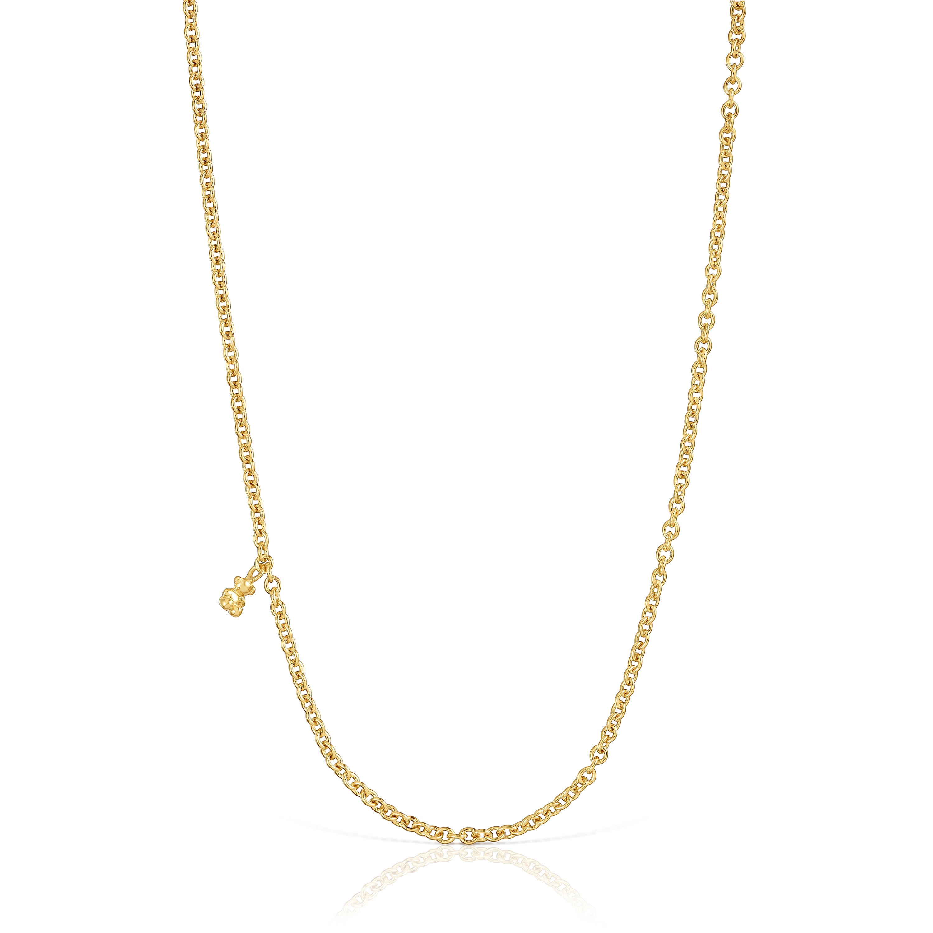 Short Necklace with 18kt gold plating over silver and round rings Bold Bear image number 0