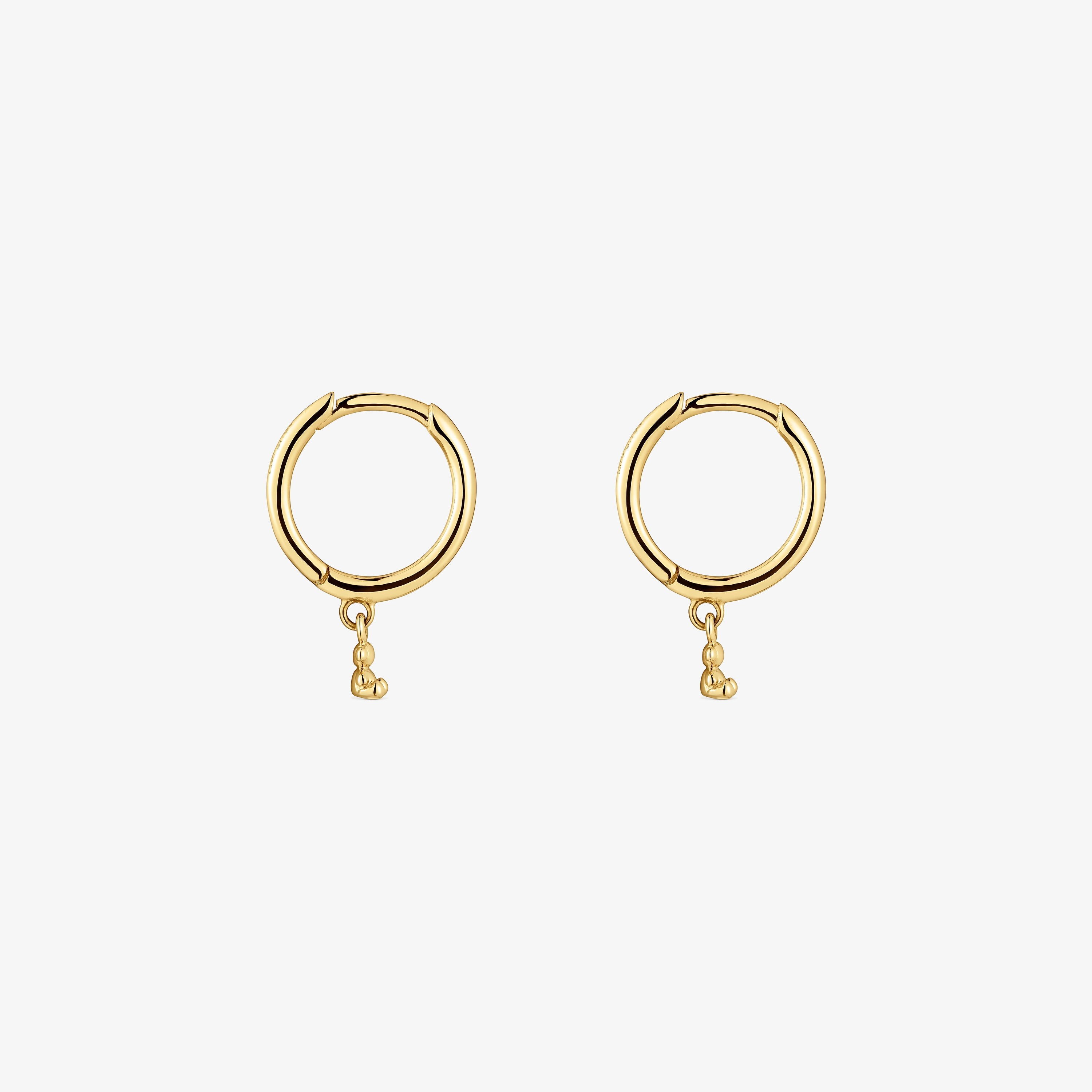 18K solid gold and bear charm Hoop earrings Bold Bear