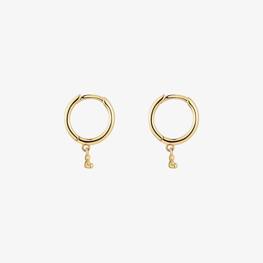 18K solid gold and bear charm Hoop earrings Bold Bear