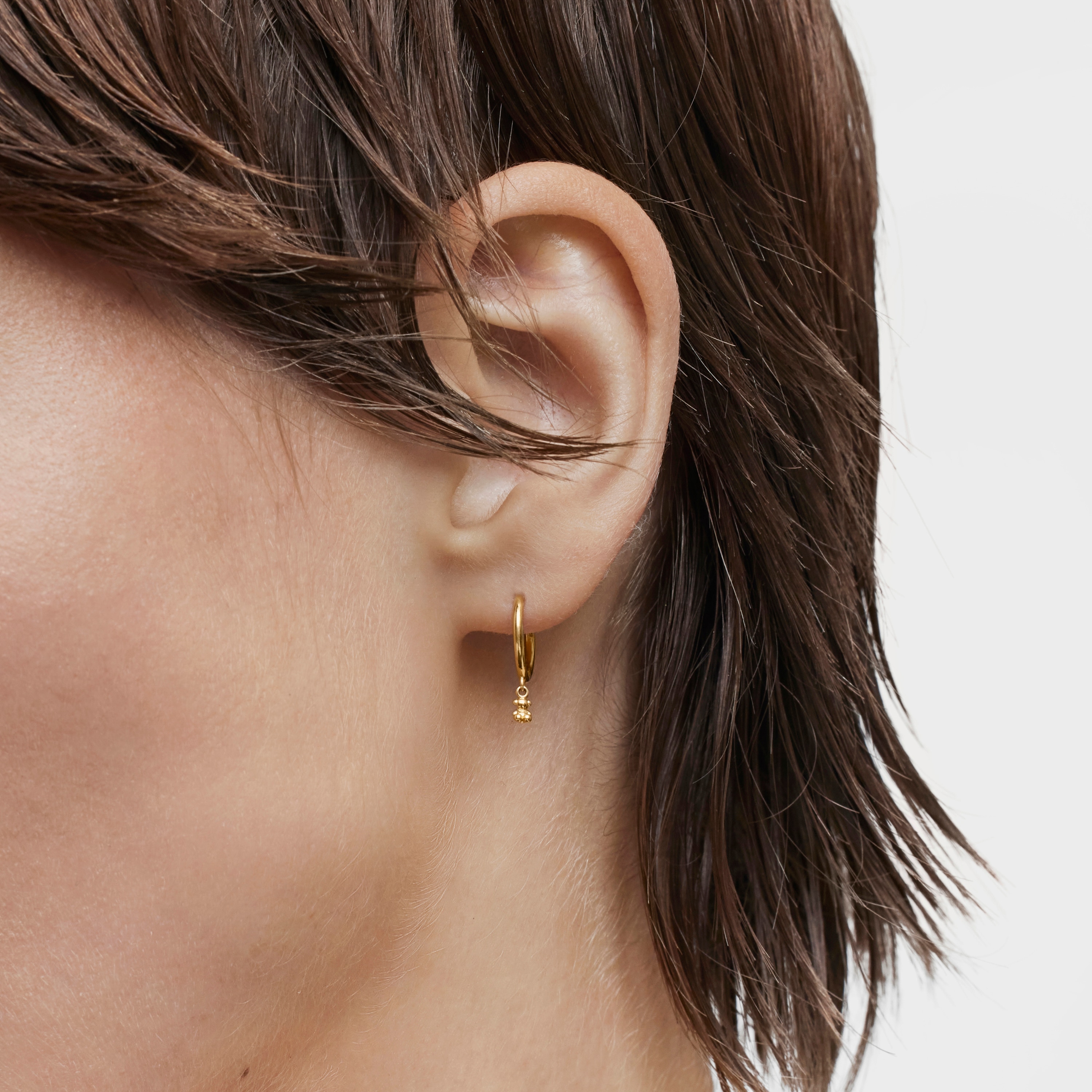 18K solid gold and bear charm Hoop earrings Bold Bear