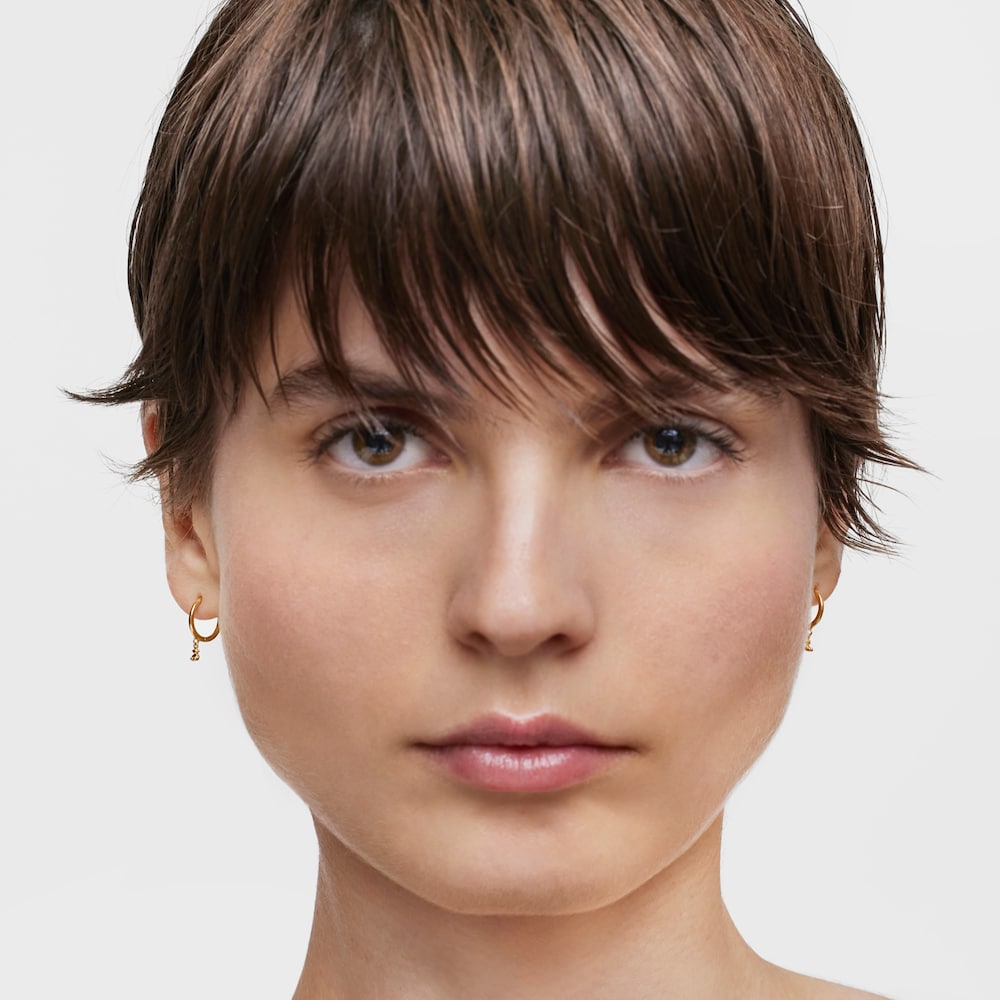 18K solid gold and bear charm Hoop earrings Bold Bear