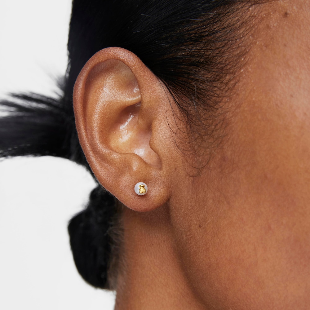 Pendientes de oro con perla y motivo oso Bold Bear