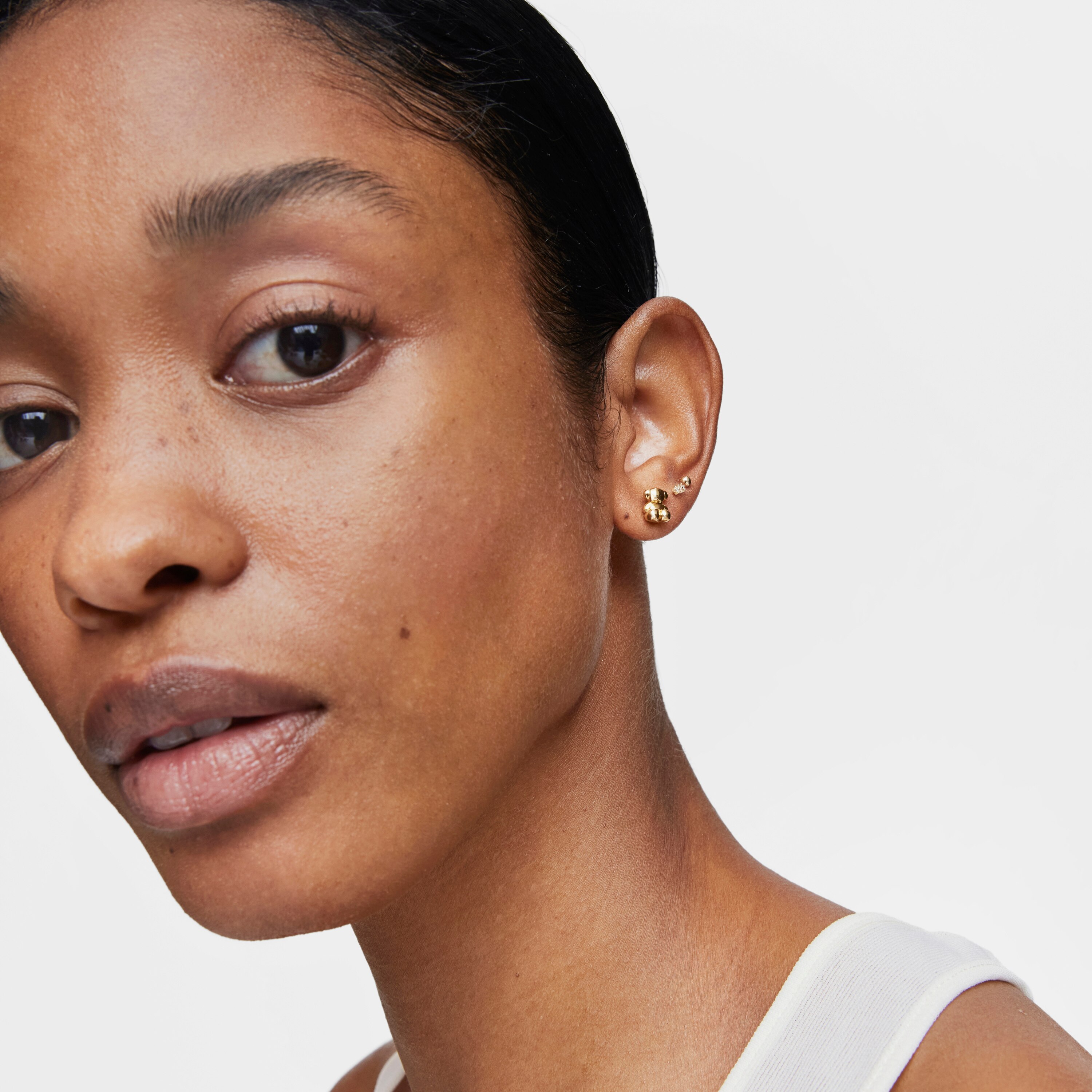 18K solid gold bear Earrings Bold Bear