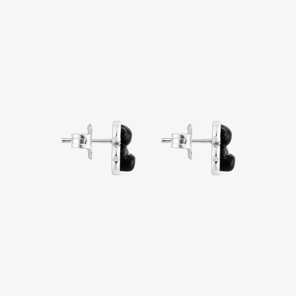 Brincos urso em prata com &oacute;nix Bold Bear