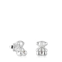 Small bear Earrings in silver and pearl Bold Bear