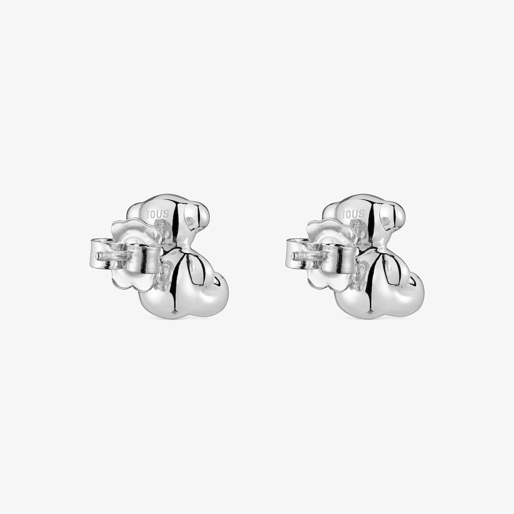 Pendientes oso peque&ntilde;os de plata y perla cultivada Bold Bear