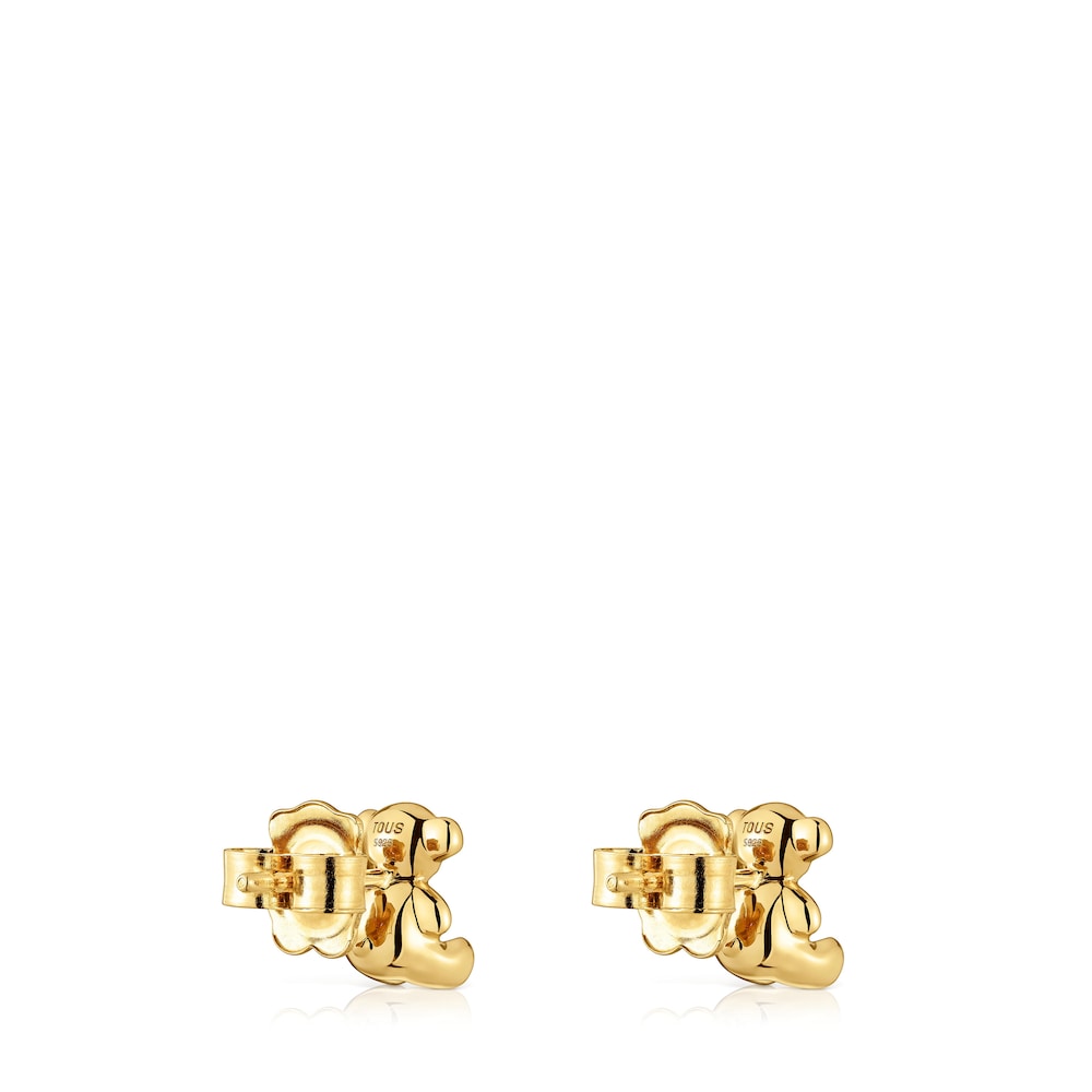 Pendientes oso pequeños con baño de oro 18 kt sobre plata y amatista Bold Bear image number 2