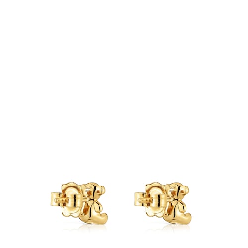 Small bear Earrings with 18kt gold plating over silver and amethyst Bold Bear