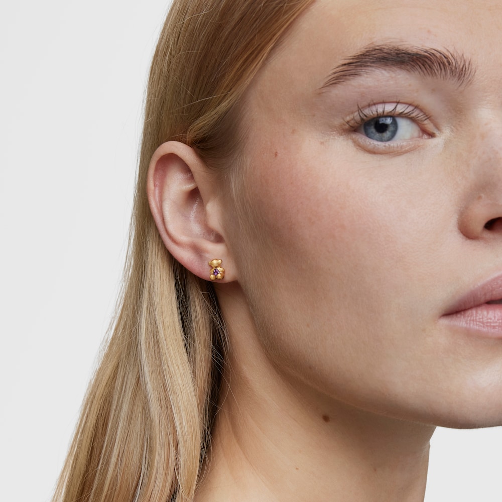 Mal&eacute; N&aacute;u&scaron;nice s&nbsp;medved&iacute;kom, s&nbsp;18&nbsp;kt pozl&aacute;ten&iacute;m na striebre a&nbsp;ametystom Bold Bear