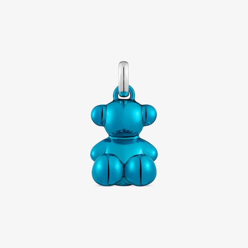 Pendentif ourson en acier bleu Bold Bear