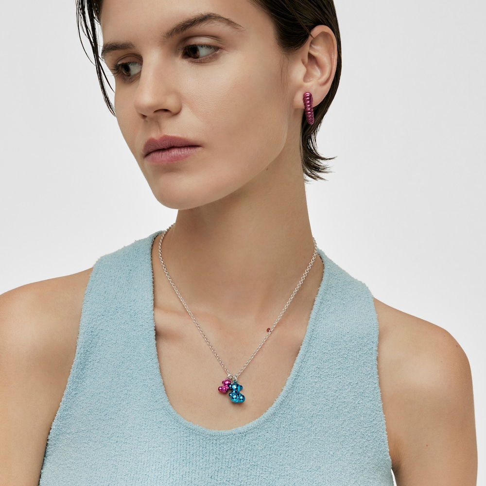 Wisiorek Bold Bear niebieska stal miś