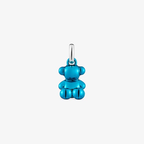 Pendentif ourson en acier bleu petit Bold Bear