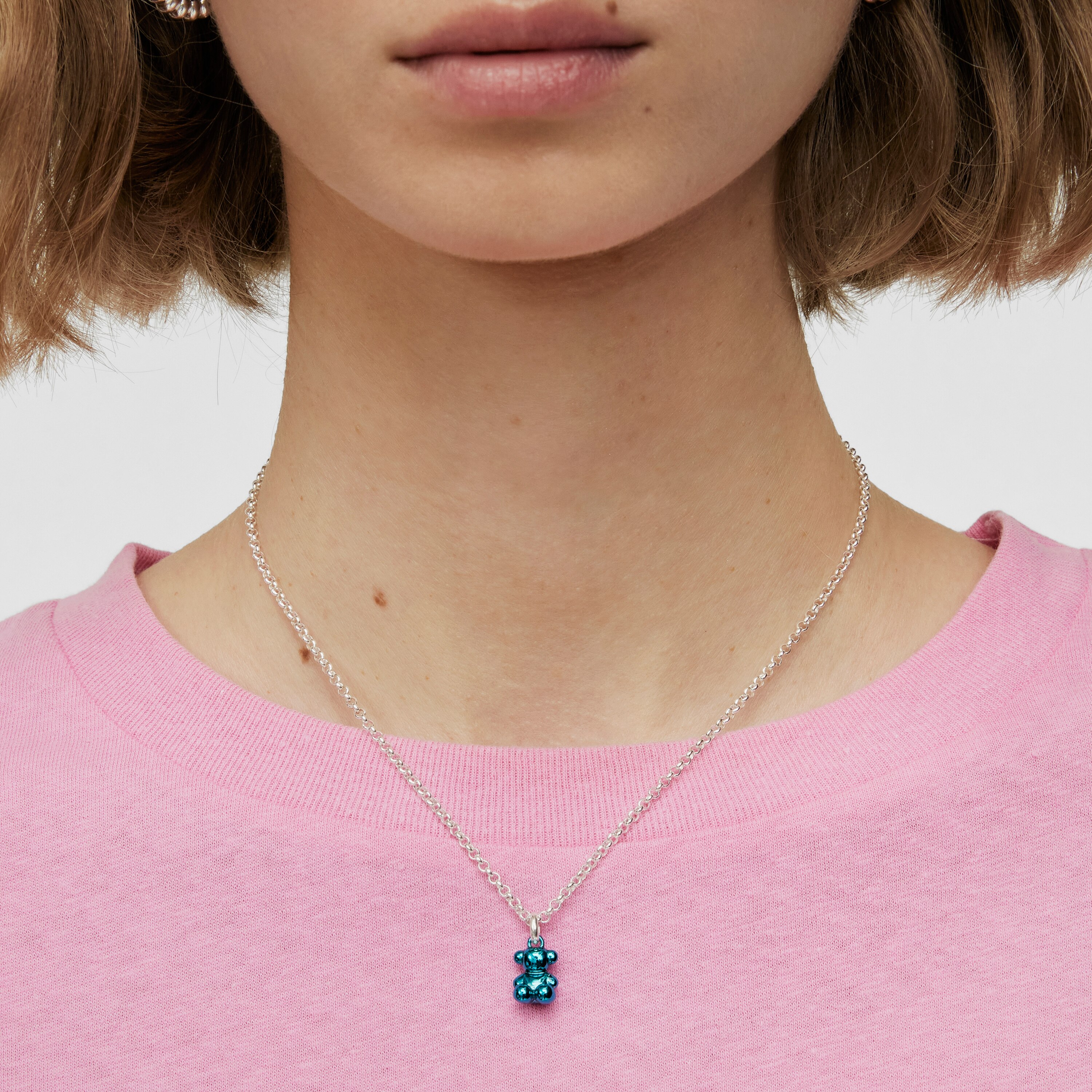 Small Bold Bear blue steel bear Pendant