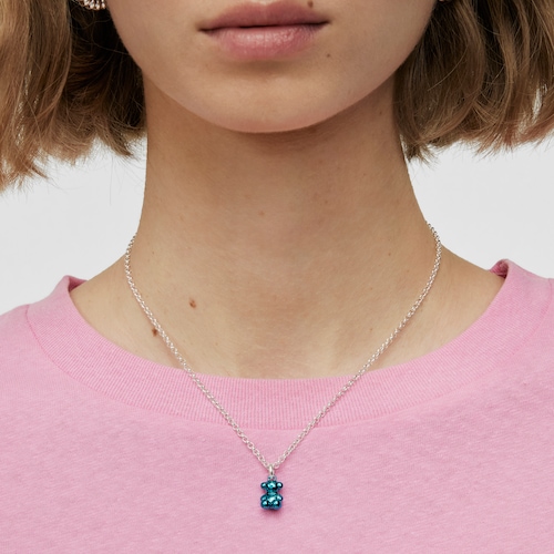 Small Bold Bear blue steel bear Pendant