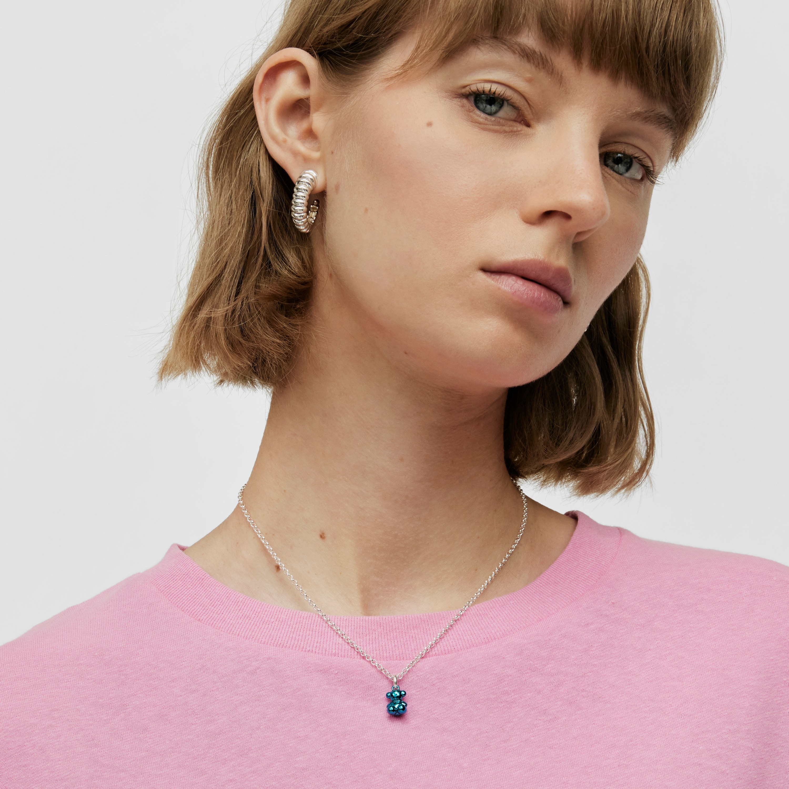 Small Bold Bear blue steel bear Pendant