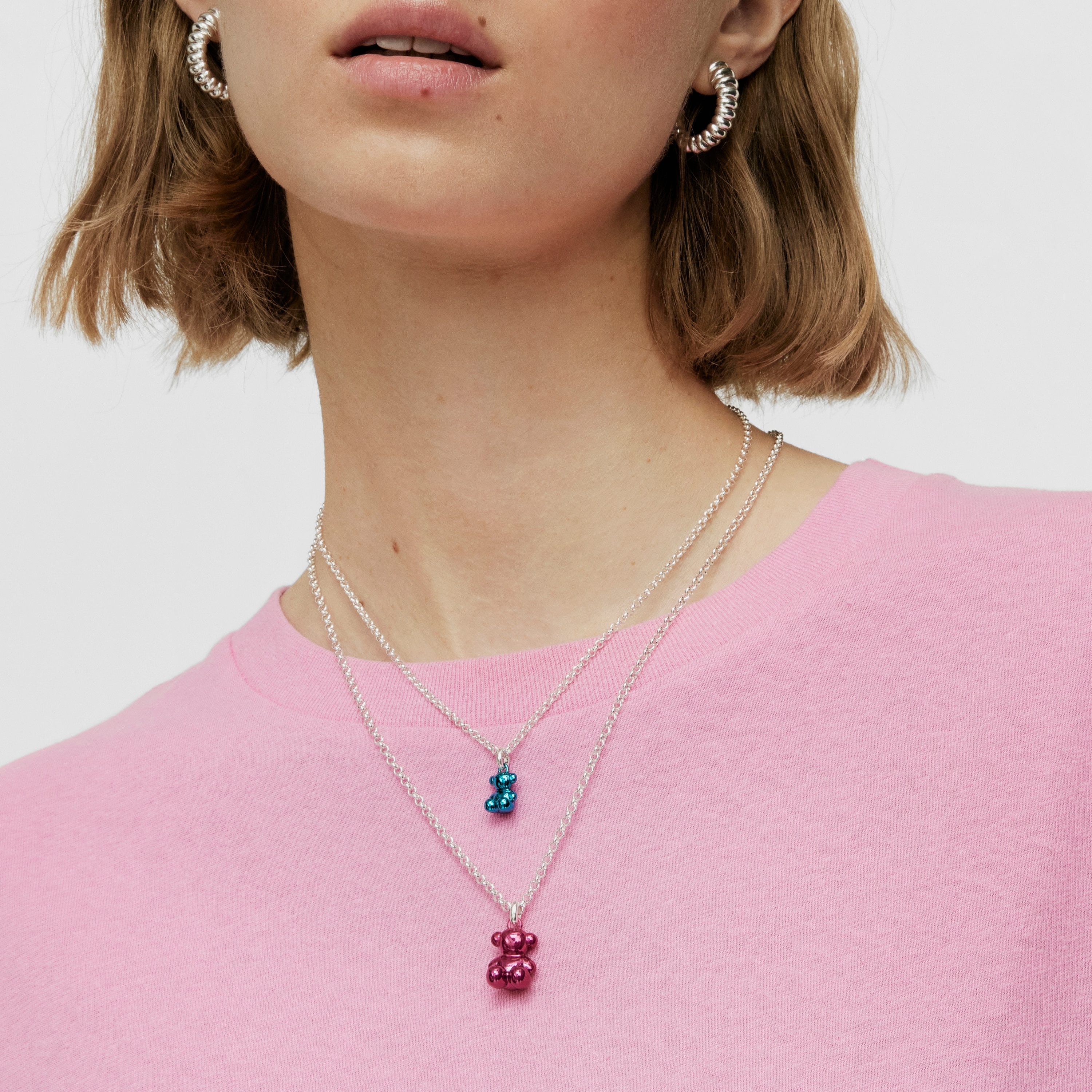 Small Bold Bear blue steel bear Pendant