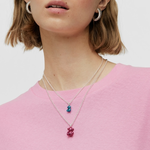 Small Bold Bear blue steel bear Pendant