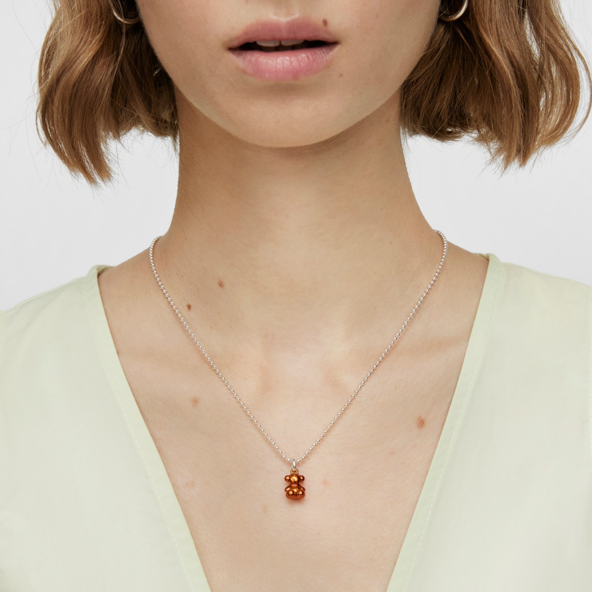 Small Bold Bear orange steel bear Pendant